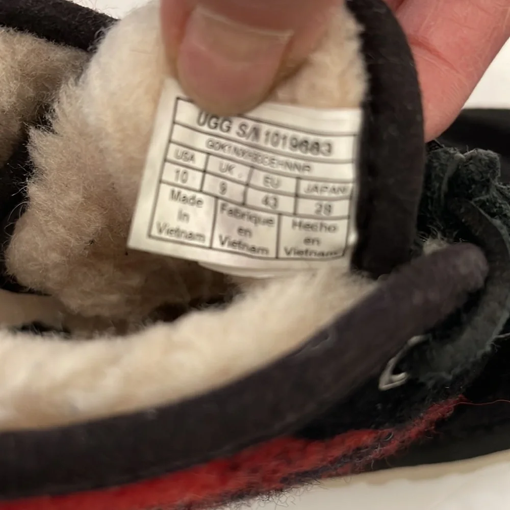 UGG NEUMEL PLAID WOOL BLACK RED CLASSIC BOOTS MENS SIZE 10 - Picture 7 of 16